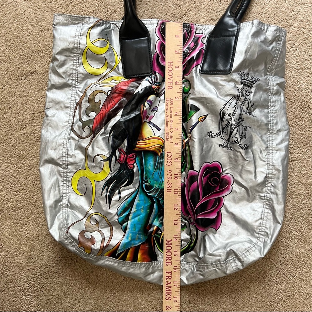 Vintage Limited Edition Christian Audigier Silver Artsy Tote Bag - Picture 12 of 12